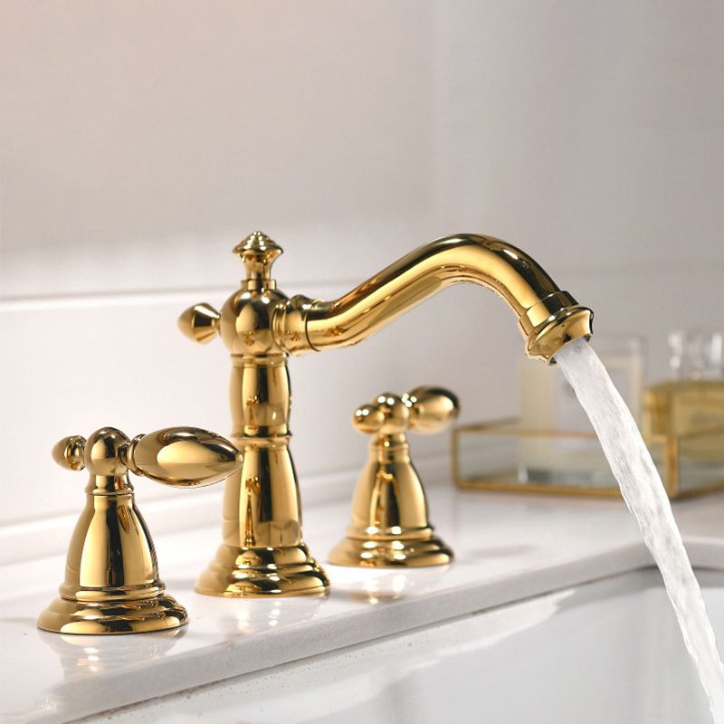 European Style Widespread Basin Faucet Brass 2 Handle Bathroom Vessel Faucet with Hoses Clearhalo 'Bathroom Remodel & Bathroom Fixtures' 'Bathroom Sink Faucets' 'Bathroom Sinks & Faucet Components' 'bathroom_sink_faucets' 'Home Improvement' 'home_improvement' 'home_improvement_bathroom_sink_faucets' 1200x1200_6e92b08f-f87b-455c-aeba-af9b5c3085c0