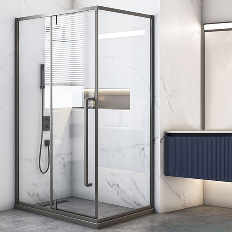 Grey Framed Shower Bath Door Pivot Transparent Tempered Shower Doors Clearhalo 'Bathroom Remodel & Bathroom Fixtures' 'Home Improvement' 'home_improvement' 'home_improvement_shower_tub_doors' 'Shower and Tub Doors' 'shower_tub_doors' 'Showers & Bathtubs' 1200x1200_6ea2c3d0-9c4f-40d2-b9f4-84fa58822f92