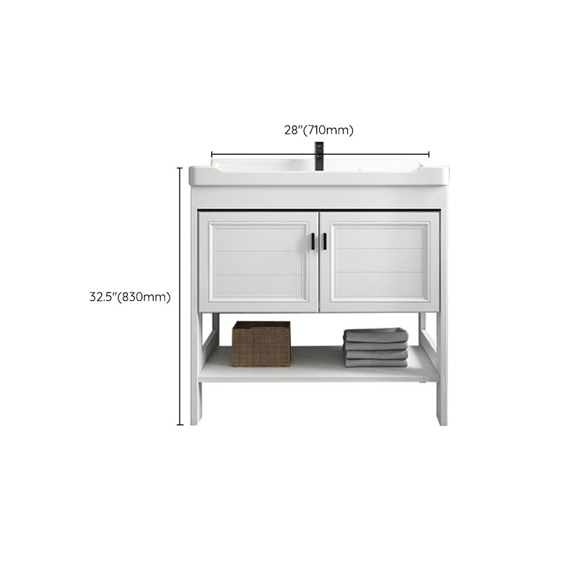 Modern Single Bath Vanity Freestanding White Metal Base Sink Vanity Clearhalo 'Bathroom Remodel & Bathroom Fixtures' 'Bathroom Vanities' 'bathroom_vanities' 'Home Improvement' 'home_improvement' 'home_improvement_bathroom_vanities' 1200x1200_6eb458a3-ee08-4d16-b004-908572e54e7b