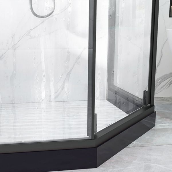 Neo-Angle Black Frame Shower Enclosure Tempered Glass Shower Stall with Fixed Panel Clearhalo 'Bathroom Remodel & Bathroom Fixtures' 'Home Improvement' 'home_improvement' 'home_improvement_shower_stalls_enclosures' 'Shower Stalls & Enclosures' 'shower_stalls_enclosures' 'Showers & Bathtubs' 1200x1200_6eb8e102-4c74-4bd8-8427-86def18d0aa5