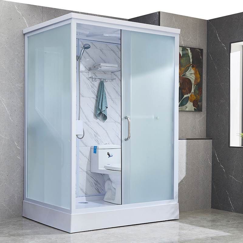 Framed White Shower Stall Square Frosted Corner Shower Kit with Base Included Clearhalo 'Bathroom Remodel & Bathroom Fixtures' 'Home Improvement' 'home_improvement' 'home_improvement_shower_stalls_enclosures' 'Shower Stalls & Enclosures' 'shower_stalls_enclosures' 'Showers & Bathtubs' 1200x1200_6ed7e02f-5526-483d-a0b5-9f7e93242b2e