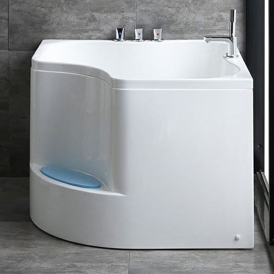 Modern Corner Soaking Bathtub White Acrylic Bathtub with Center-Front Drain Clearhalo 'Bathroom Remodel & Bathroom Fixtures' 'Bathtubs' 'Home Improvement' 'home_improvement' 'home_improvement_bathtubs' 'Showers & Bathtubs' 1200x1200_6edfe045-06e2-410e-aeb7-f3bb2970e774
