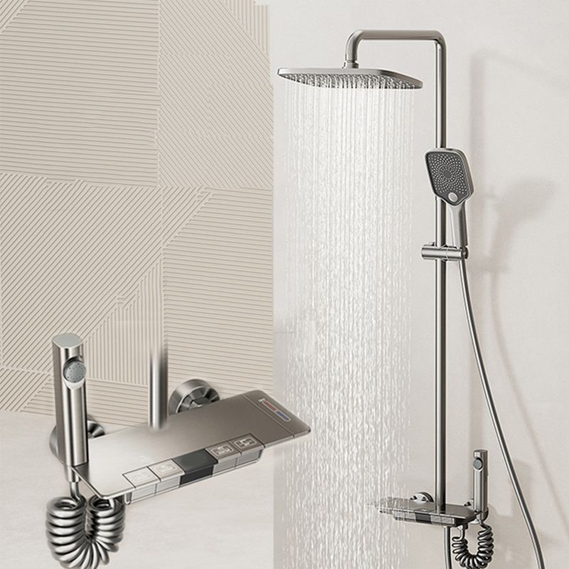 Wall Mounted Shower Arm Shower Faucet Adjustable Metal Shower System with Slide Bar Clearhalo 'Bathroom Remodel & Bathroom Fixtures' 'Home Improvement' 'home_improvement' 'home_improvement_shower_faucets' 'Shower Faucets & Systems' 'shower_faucets' 'Showers & Bathtubs Plumbing' 'Showers & Bathtubs' 1200x1200_6f3ec5d8-e0bd-4537-99f4-98b13e6355df
