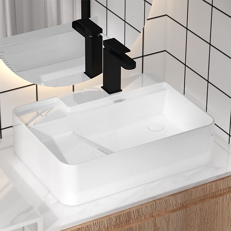 Modern Bathroom Sink Porcelain Solid Color Rectangular Vessel with Pop-Up Drain Clearhalo 'Bathroom Remodel & Bathroom Fixtures' 'Bathroom Sinks & Faucet Components' 'Bathroom Sinks' 'bathroom_sink' 'Home Improvement' 'home_improvement' 'home_improvement_bathroom_sink' 1200x1200_6f45589e-6908-4db8-b8ba-42060d713dab