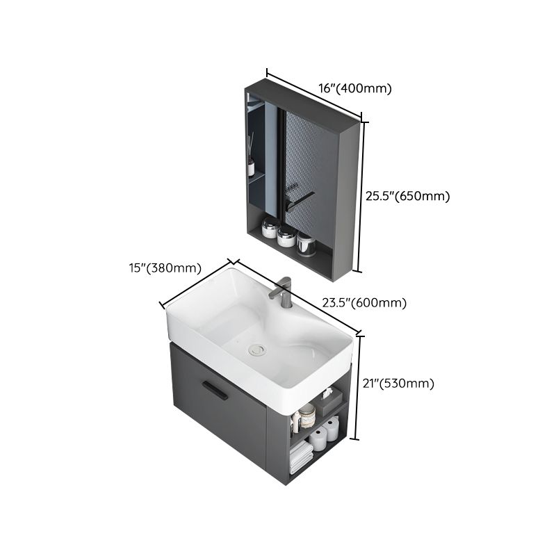Single Sink Bathroom Vanity Modern White Ceramic Rectangular Vanity Set Clearhalo 'Bathroom Remodel & Bathroom Fixtures' 'Bathroom Vanities' 'bathroom_vanities' 'Home Improvement' 'home_improvement' 'home_improvement_bathroom_vanities' 1200x1200_6f5dffc4-88cf-4384-939f-b0ca6378c096