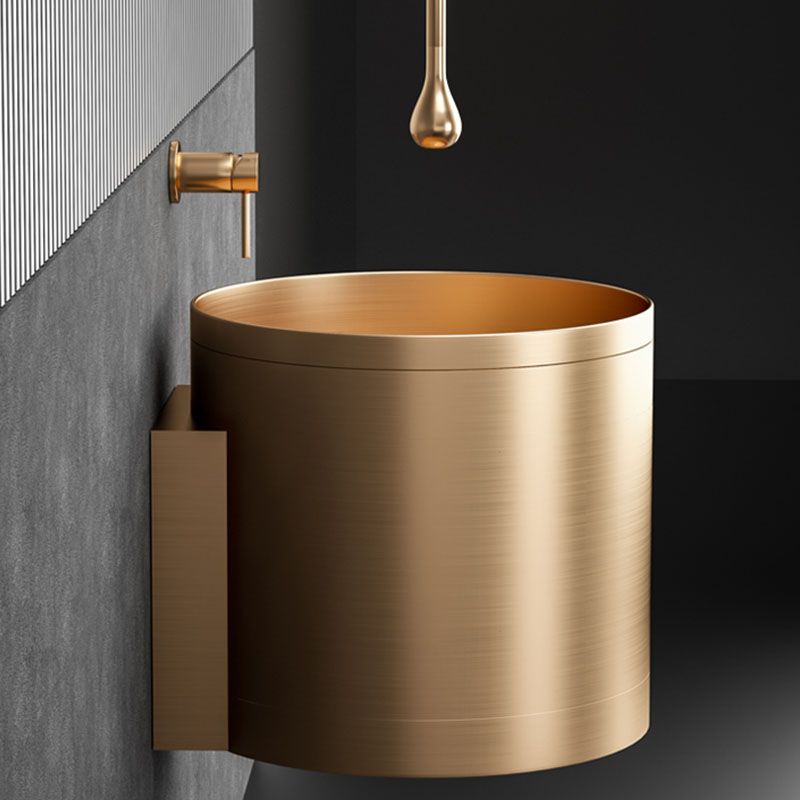 Contemporary Bathroom Sink with Pop-Up Drain Round Metal Wall Mount Bathroom Sink Clearhalo 'Bathroom Remodel & Bathroom Fixtures' 'Bathroom Sinks & Faucet Components' 'Bathroom Sinks' 'bathroom_sink' 'Home Improvement' 'home_improvement' 'home_improvement_bathroom_sink' 1200x1200_6f609f09-dc4b-415c-b828-bb902c73f366