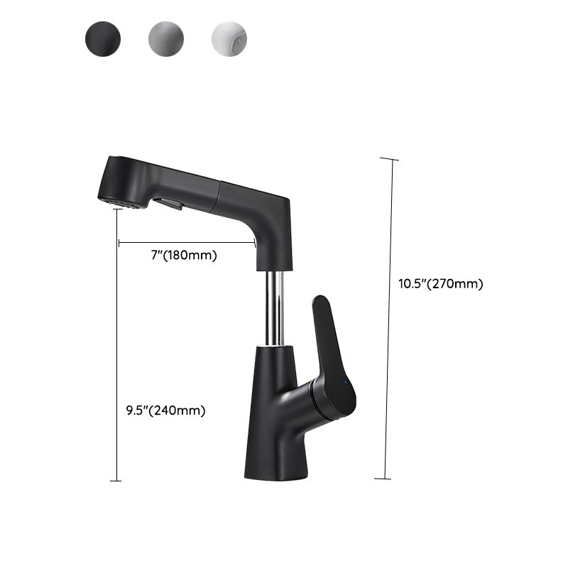 Bathroom Vessel Faucet High-Arc Swivel Spout Single Handle Faucet with Pull Out Sprayer Clearhalo 'Bathroom Remodel & Bathroom Fixtures' 'Bathroom Sink Faucets' 'Bathroom Sinks & Faucet Components' 'bathroom_sink_faucets' 'Home Improvement' 'home_improvement' 'home_improvement_bathroom_sink_faucets' 1200x1200_6f6842be-e765-4520-bd8e-2a35405dd908