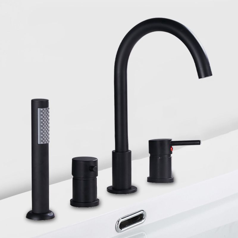 Deck Mounted Metal Roman Tub Faucet Low Arc Roman Tub Faucet Set Clearhalo 'Bathroom Remodel & Bathroom Fixtures' 'Bathtub Faucets' 'bathtub_faucets' 'Home Improvement' 'home_improvement' 'home_improvement_bathtub_faucets' 1200x1200_6f741acf-91ba-4eea-9aa0-c8261e9780c9