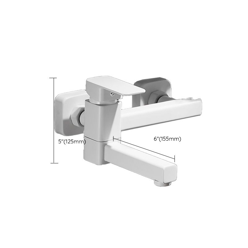 White Bath Faucet Trim Single Lever Handle Swivel Spout Wall-Mounted Handshower Tub Filler Clearhalo 'Bathroom Remodel & Bathroom Fixtures' 'Bathtub Faucets' 'bathtub_faucets' 'Home Improvement' 'home_improvement' 'home_improvement_bathtub_faucets' 1200x1200_6f80292c-f43b-46e8-aa5b-8753cfb846fb