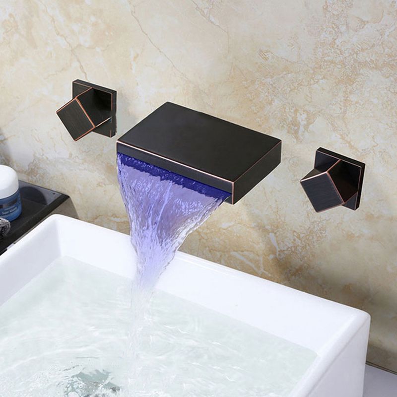 2-Handle Brushed Nickel Widespread Faucet 3-Hole Wall Mounted Bathroom Faucet Clearhalo 'Bathroom Remodel & Bathroom Fixtures' 'Bathroom Sink Faucets' 'Bathroom Sinks & Faucet Components' 'bathroom_sink_faucets' 'Home Improvement' 'home_improvement' 'home_improvement_bathroom_sink_faucets' 1200x1200_6f9e8713-e602-4dce-a7dd-64bce93abd14