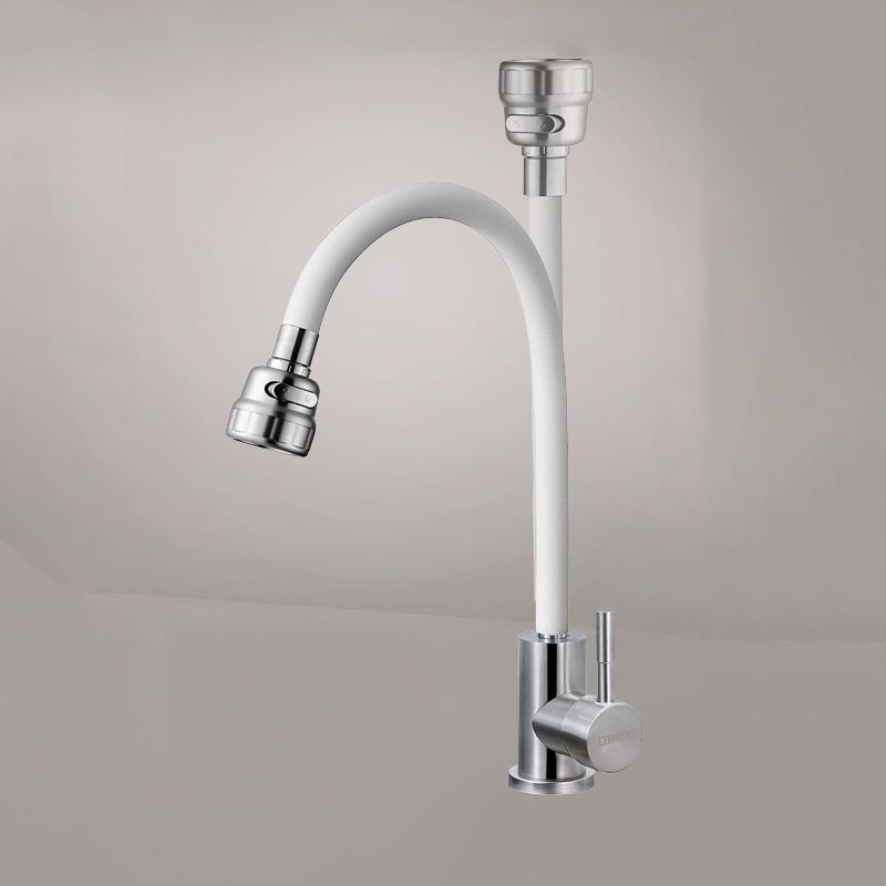 Modern 1-Handle 1-Hole Faucets 304 Stainless Steel Black and White Faucets Clearhalo 'Home Improvement' 'home_improvement' 'home_improvement_kitchen_faucets' 'Kitchen Faucets' 'Kitchen Remodel & Kitchen Fixtures' 'Kitchen Sinks & Faucet Components' 'kitchen_faucets' 1200x1200_6fbb8077-b933-49cb-b29a-f3d1f29c4ee1
