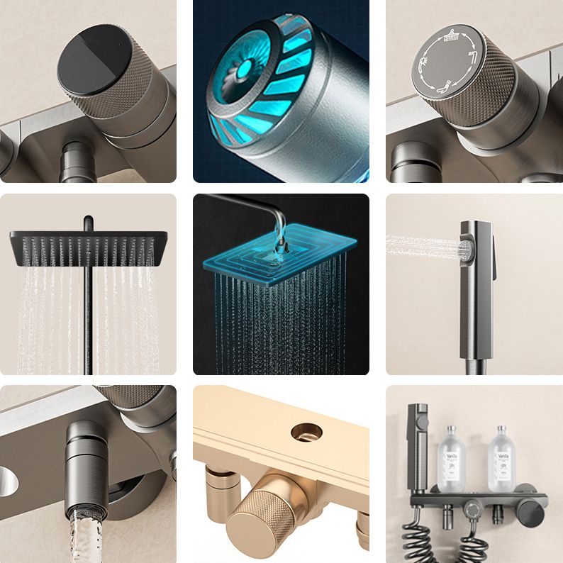 Modern Shower System Rectangle Handle Knob Wall Mounted Copper Shower System Clearhalo 'Bathroom Remodel & Bathroom Fixtures' 'Home Improvement' 'home_improvement' 'home_improvement_shower_faucets' 'Shower Faucets & Systems' 'shower_faucets' 'Showers & Bathtubs Plumbing' 'Showers & Bathtubs' 1200x1200_6fd35a57-f218-48fd-b33d-4de86a1bb581