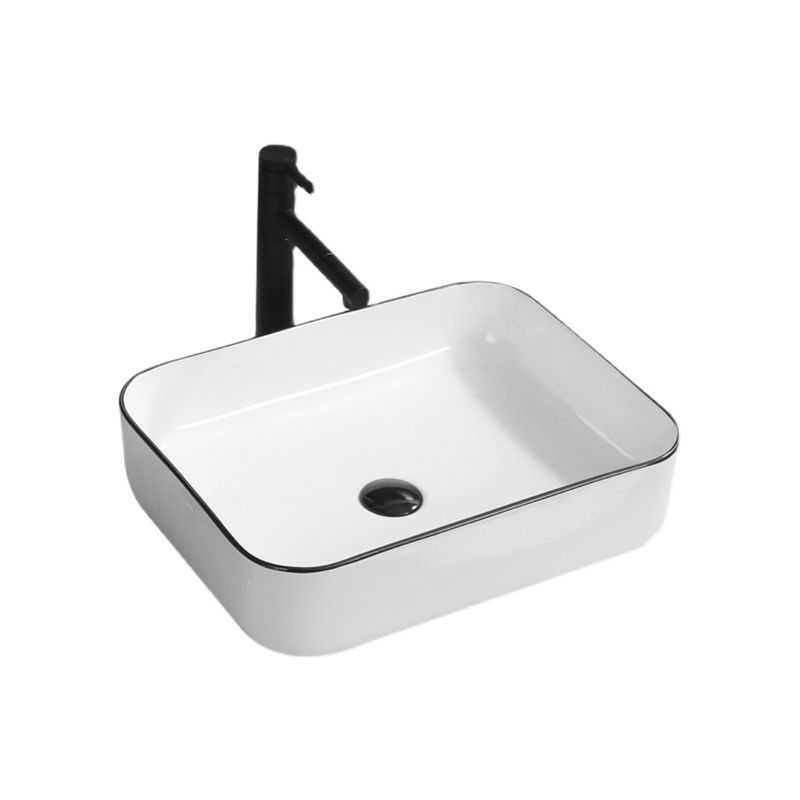 Contemporary Bathroom Sink with Pop-Up Drain Porcelain Rectangular Vessel Clearhalo 'Bathroom Remodel & Bathroom Fixtures' 'Bathroom Sinks & Faucet Components' 'Bathroom Sinks' 'bathroom_sink' 'Home Improvement' 'home_improvement' 'home_improvement_bathroom_sink' 1200x1200_6fef677a-a64b-4ccd-b78b-2ea9df794c4b