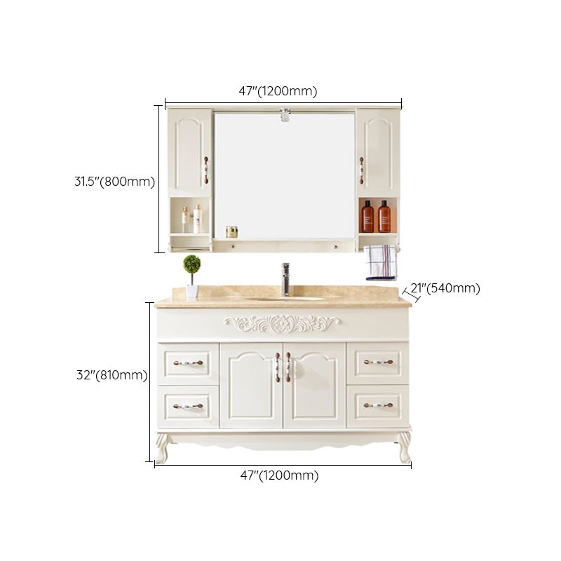 Wood Frame Bathroom Vanity White Freestanding Mirror Drawers Rectangle Vanity with 2 Doors Clearhalo 'Bathroom Remodel & Bathroom Fixtures' 'Bathroom Vanities' 'bathroom_vanities' 'Home Improvement' 'home_improvement' 'home_improvement_bathroom_vanities' 1200x1200_70168a71-fb5c-43c1-b243-955031ab8c2c