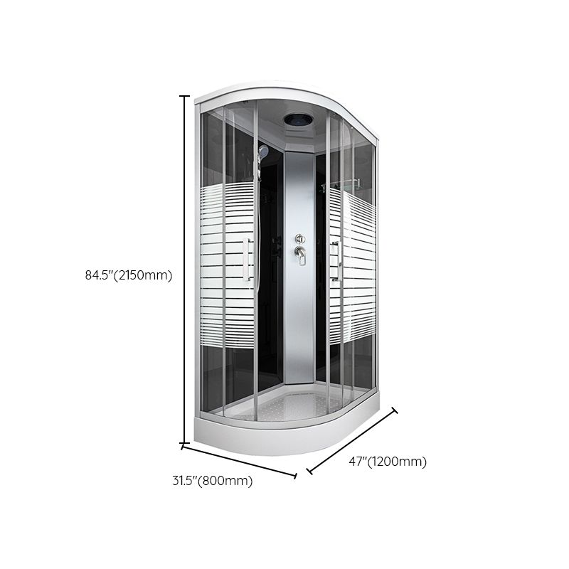 Contemporary Round Shower Stall Double Sliding Frosted Framed Shower Stall with Ceiling Clearhalo 'Bathroom Remodel & Bathroom Fixtures' 'Home Improvement' 'home_improvement' 'home_improvement_shower_stalls_enclosures' 'Shower Stalls & Enclosures' 'shower_stalls_enclosures' 'Showers & Bathtubs' 1200x1200_702528cb-d29d-4159-8fbd-0de1a56d68b9