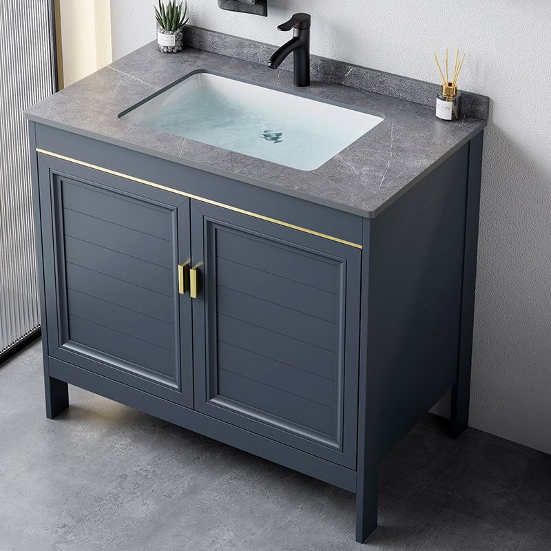 Blue Bath Vanity Freestanding Rectangular 2 Doors Single Sink Metal Frame Bathroom Vanity Clearhalo 'Bathroom Remodel & Bathroom Fixtures' 'Bathroom Vanities' 'bathroom_vanities' 'Home Improvement' 'home_improvement' 'home_improvement_bathroom_vanities' 1200x1200_702e92b1-5f36-4481-b253-851e918215ea