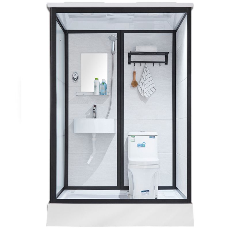 One Piece Tempered Glass Single Sliding Shower Kit White Frame Shower Enclosure Clearhalo 'Bathroom Remodel & Bathroom Fixtures' 'Home Improvement' 'home_improvement' 'home_improvement_shower_stalls_enclosures' 'Shower Stalls & Enclosures' 'shower_stalls_enclosures' 'Showers & Bathtubs' 1200x1200_704af05a-8faa-4303-bc25-a9b3426aaec5