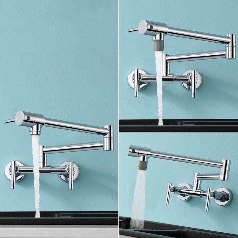 Brass Pot Filler Modern Double Lever Handle Swivel Wall-Mounted Pot Filler Clearhalo 'Home Improvement' 'home_improvement' 'home_improvement_kitchen_faucets' 'Kitchen Faucets' 'Kitchen Remodel & Kitchen Fixtures' 'Kitchen Sinks & Faucet Components' 'kitchen_faucets' 1200x1200_70578ba7-0d8d-4e90-8762-5381b94b9d37