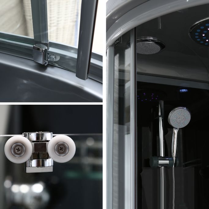 Gray Round Shower Stall Full Frame Double Sliding Door Shower Room Clearhalo 'Bathroom Remodel & Bathroom Fixtures' 'Home Improvement' 'home_improvement' 'home_improvement_shower_stalls_enclosures' 'Shower Stalls & Enclosures' 'shower_stalls_enclosures' 'Showers & Bathtubs' 1200x1200_706714b0-b1ea-4581-b203-bb985ef9cf64