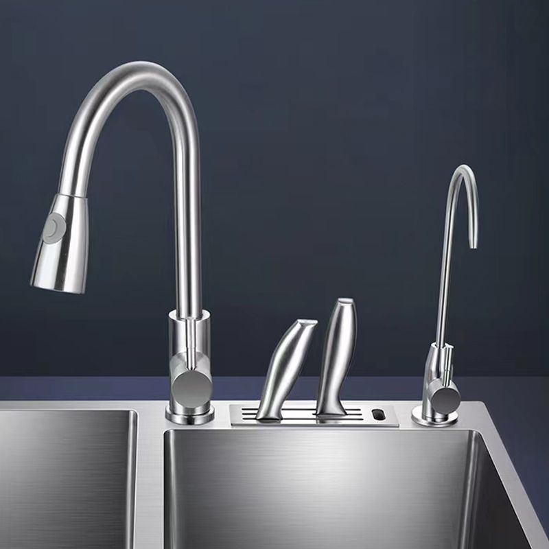 Modern Style Kitchen Sink Drop-In Noise-cancelling Design Kitchen Double Sink Clearhalo 'Home Improvement' 'home_improvement' 'home_improvement_kitchen_sinks' 'Kitchen Remodel & Kitchen Fixtures' 'Kitchen Sinks & Faucet Components' 'Kitchen Sinks' 'kitchen_sinks' 1200x1200_706b28c2-7e28-4086-9f1d-1842690e6b35