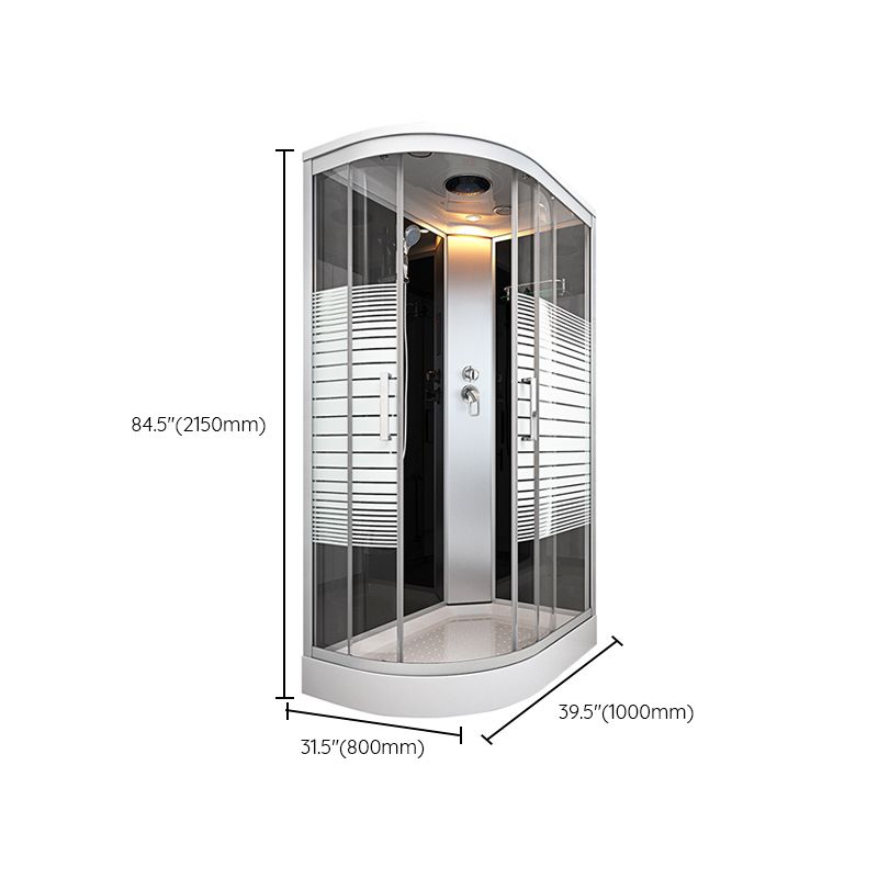Contemporary Round Shower Stall Double Sliding Frosted Framed Shower Stall with Ceiling Clearhalo 'Bathroom Remodel & Bathroom Fixtures' 'Home Improvement' 'home_improvement' 'home_improvement_shower_stalls_enclosures' 'Shower Stalls & Enclosures' 'shower_stalls_enclosures' 'Showers & Bathtubs' 1200x1200_70786e60-e287-46de-b932-18bbf9e5af81