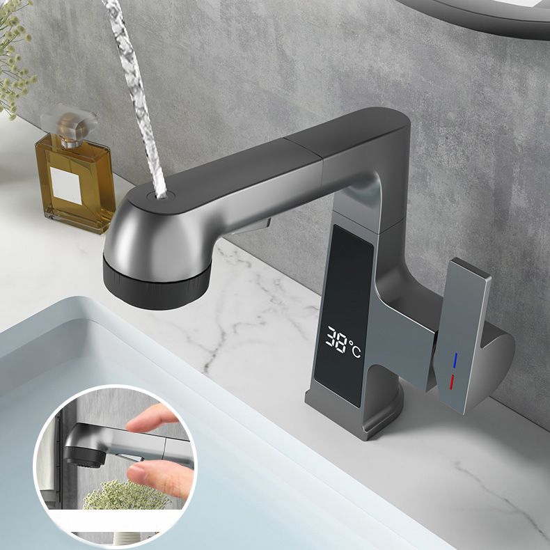 Modern Sink Faucet Pull-out Lever Handle Brass Faucet Bathroom Clearhalo 'Bathroom Remodel & Bathroom Fixtures' 'Bathroom Sink Faucets' 'Bathroom Sinks & Faucet Components' 'bathroom_sink_faucets' 'Home Improvement' 'home_improvement' 'home_improvement_bathroom_sink_faucets' 1200x1200_70793671-e3b7-4792-ae60-0561099469bb