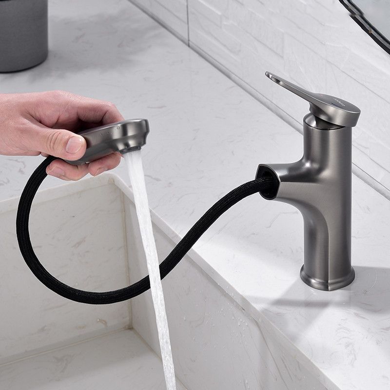Circular Modern Basin Faucet Pull-Out Single Hole Vanity Sink Faucet Clearhalo 'Bathroom Remodel & Bathroom Fixtures' 'Bathroom Sink Faucets' 'Bathroom Sinks & Faucet Components' 'bathroom_sink_faucets' 'Home Improvement' 'home_improvement' 'home_improvement_bathroom_sink_faucets' 1200x1200_7091413c-e64e-4355-add5-e2ef838f1f00