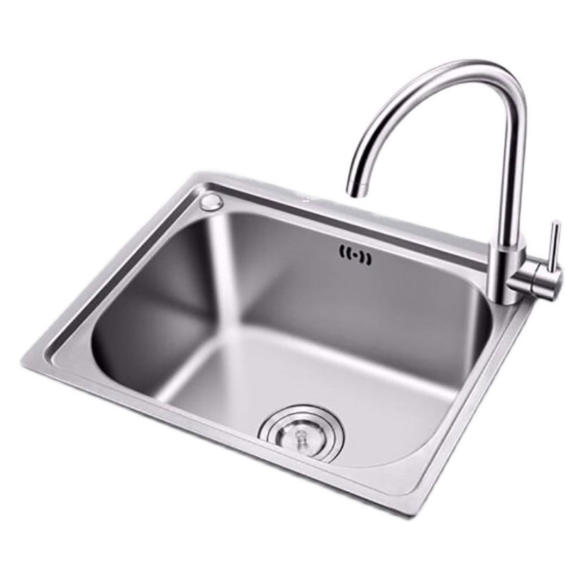 Modern Style Kitchen Sink Stainless Steel Single Bowl Kitchen Sink with Basket Strainer Clearhalo 'Home Improvement' 'home_improvement' 'home_improvement_kitchen_sinks' 'Kitchen Remodel & Kitchen Fixtures' 'Kitchen Sinks & Faucet Components' 'Kitchen Sinks' 'kitchen_sinks' 1200x1200_70b8a345-0e4e-44fb-b5ee-c37447962ffa