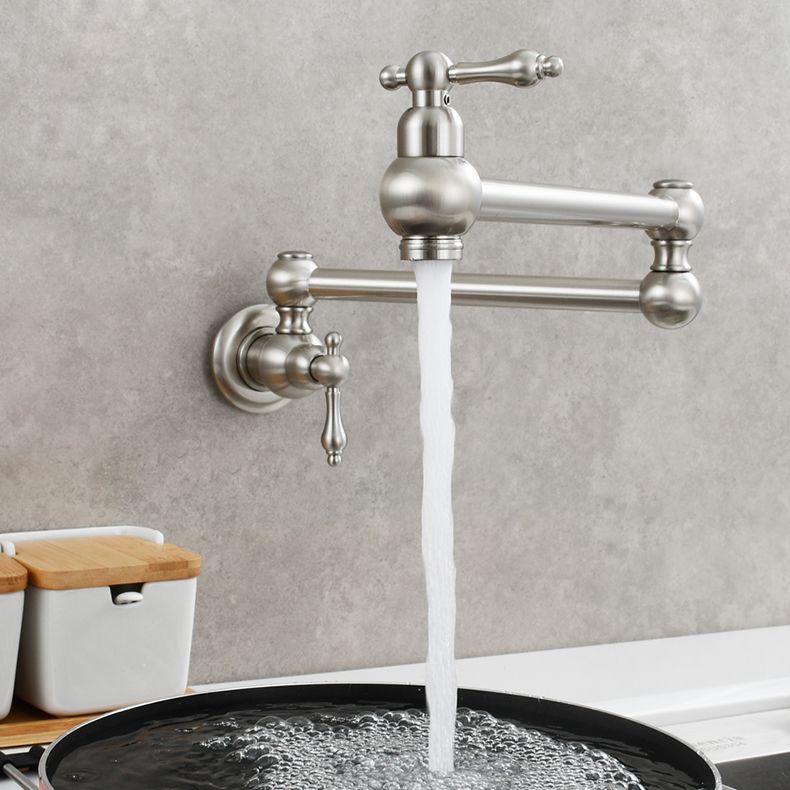 Modern Double Handles One Handle Wall Mounted Pot Filler Low Arc Profile Filler Clearhalo 'Home Improvement' 'home_improvement' 'home_improvement_kitchen_faucets' 'Kitchen Faucets' 'Kitchen Remodel & Kitchen Fixtures' 'Kitchen Sinks & Faucet Components' 'kitchen_faucets' 1200x1200_70d5ac38-ac6d-4e17-ae2d-79a883f58145