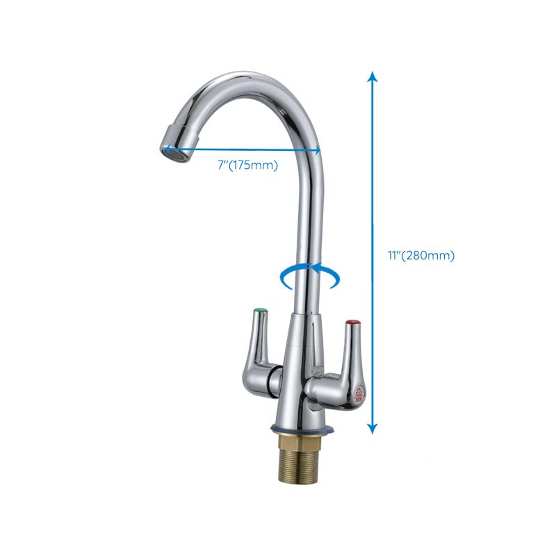 Modern Kitchen Faucet Brass High Arch with Handles and Supply Lines Bridge Faucet Clearhalo 'Home Improvement' 'home_improvement' 'home_improvement_kitchen_faucets' 'Kitchen Faucets' 'Kitchen Remodel & Kitchen Fixtures' 'Kitchen Sinks & Faucet Components' 'kitchen_faucets' 1200x1200_70e4535c-6b8f-43e3-9328-97c20143a96c