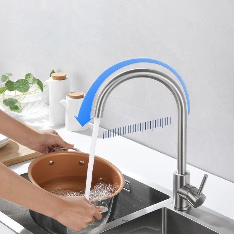 1-Handle Faucets Stainless Steel with Water Dispenser Standard Kitchen Faucet Clearhalo 'Home Improvement' 'home_improvement' 'home_improvement_kitchen_faucets' 'Kitchen Faucets' 'Kitchen Remodel & Kitchen Fixtures' 'Kitchen Sinks & Faucet Components' 'kitchen_faucets' 1200x1200_70ef0fae-c6c0-4c44-b721-9278ffd8c3d2