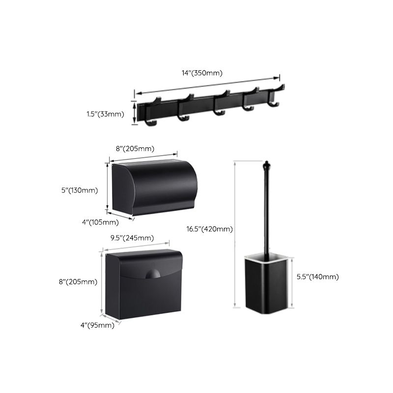 Modern Bathroom Hardware Set Matte Black Metal Bathroom Accessory Kit Anti-rust Clearhalo 'Bathroom Hardware Sets' 'Bathroom Hardware' 'Bathroom Remodel & Bathroom Fixtures' 'bathroom_hardware_sets' 'Home Improvement' 'home_improvement' 'home_improvement_bathroom_hardware_sets' 1200x1200_70f0bd70-9ba6-45a6-b1a3-c050c0718e6f