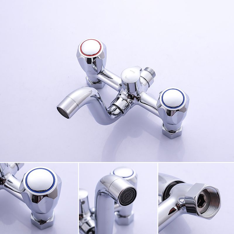 Chrome Bath Faucet Trim Wall Mounted Swivel Spout with Handheld Shower Clearhalo 'Bathroom Remodel & Bathroom Fixtures' 'Bathtub Faucets' 'bathtub_faucets' 'Home Improvement' 'home_improvement' 'home_improvement_bathtub_faucets' 1200x1200_70f1a4ed-671d-47d0-bf7f-f57cb7ecb919