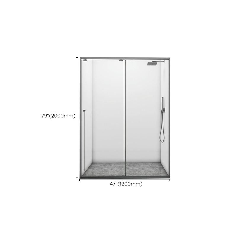 Gray Single Sliding Door Shower Door Tempered Glass Shower Door Clearhalo 'Bathroom Remodel & Bathroom Fixtures' 'Home Improvement' 'home_improvement' 'home_improvement_shower_tub_doors' 'Shower and Tub Doors' 'shower_tub_doors' 'Showers & Bathtubs' 1200x1200_71255ada-a98a-44b4-924b-2a953d20ceb8