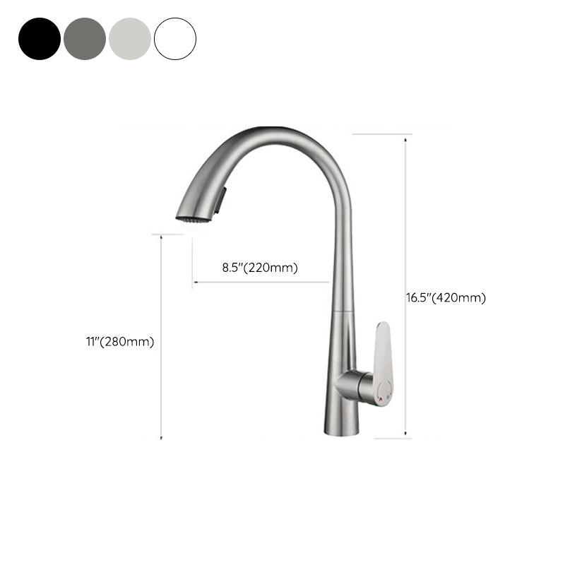 Modern Style Kitchen Faucet 304 Stainless Steel Single Handle Gooseneck Kitchen Faucet Clearhalo 'Home Improvement' 'home_improvement' 'home_improvement_kitchen_faucets' 'Kitchen Faucets' 'Kitchen Remodel & Kitchen Fixtures' 'Kitchen Sinks & Faucet Components' 'kitchen_faucets' 1200x1200_712fbdcd-33b8-40f5-8700-33192fc3c4c3