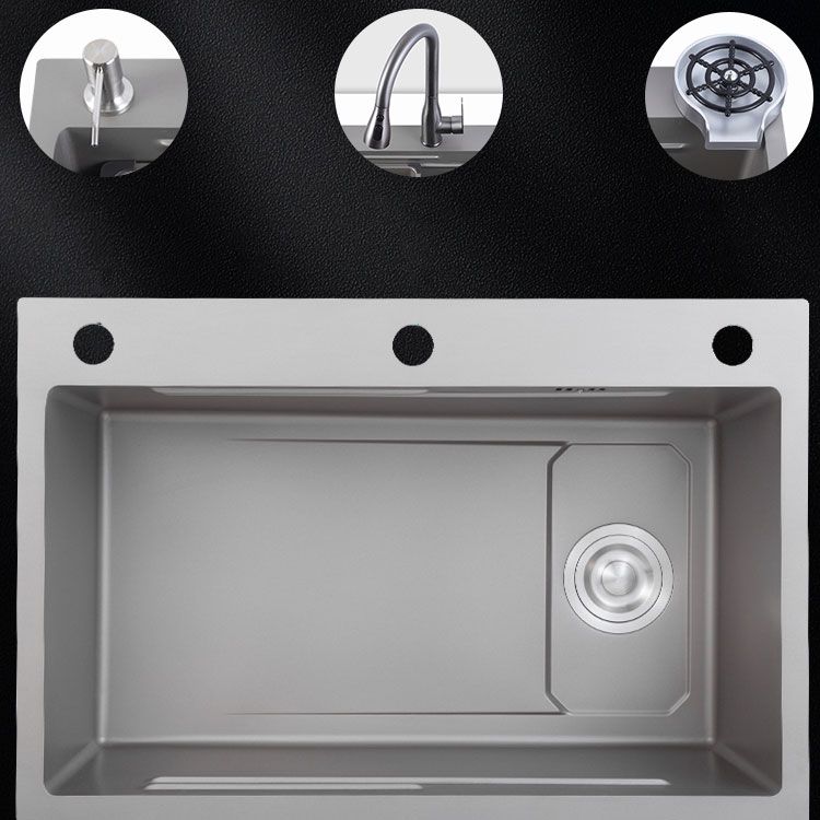 Contemporary Style Kitchen Sink Single Bowl Kitchen Sink with Rectangle Shape Clearhalo 'Home Improvement' 'home_improvement' 'home_improvement_kitchen_sinks' 'Kitchen Remodel & Kitchen Fixtures' 'Kitchen Sinks & Faucet Components' 'Kitchen Sinks' 'kitchen_sinks' 1200x1200_714529b2-6849-4a4b-a284-e8830ab985fb