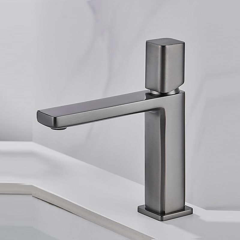 Modern Knob Handle Square Faucet Brass Deck Mounted Bathroom Sink Faucet Clearhalo 'Bathroom Remodel & Bathroom Fixtures' 'Bathroom Sink Faucets' 'Bathroom Sinks & Faucet Components' 'bathroom_sink_faucets' 'Home Improvement' 'home_improvement' 'home_improvement_bathroom_sink_faucets' 1200x1200_714ef272-4867-439a-8908-fa75f48aed7f