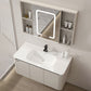2 Doors Bathroom Vanity Metal Frame Mirror Wall Mounted Glam Cream Single Sink Vanity Clearhalo 'Bathroom Remodel & Bathroom Fixtures' 'Bathroom Vanities' 'bathroom_vanities' 'Home Improvement' 'home_improvement' 'home_improvement_bathroom_vanities' 1200x1200_715c71a5-e2c3-40a0-b12e-d7e461c696c0