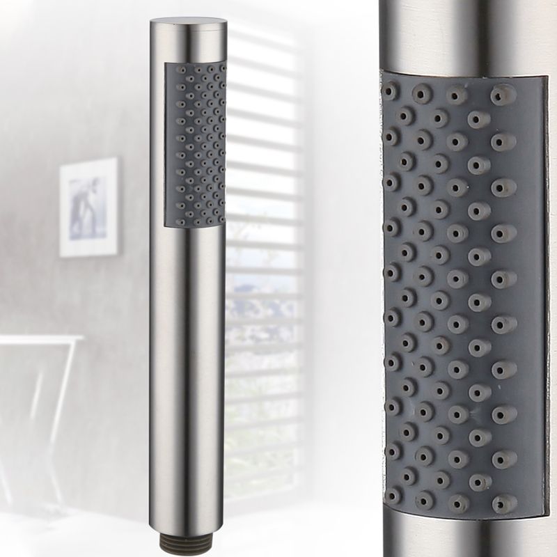 Cylindrical Hand Shower with Self-Cleaning Stainless Steel Wall-Mount Showerhead Clearhalo 'Bathroom Remodel & Bathroom Fixtures' 'Home Improvement' 'home_improvement' 'home_improvement_shower_heads' 'Shower Heads' 'shower_heads' 'Showers & Bathtubs Plumbing' 'Showers & Bathtubs' 1200x1200_7161325f-d832-4bad-a4be-4d032c78f9da