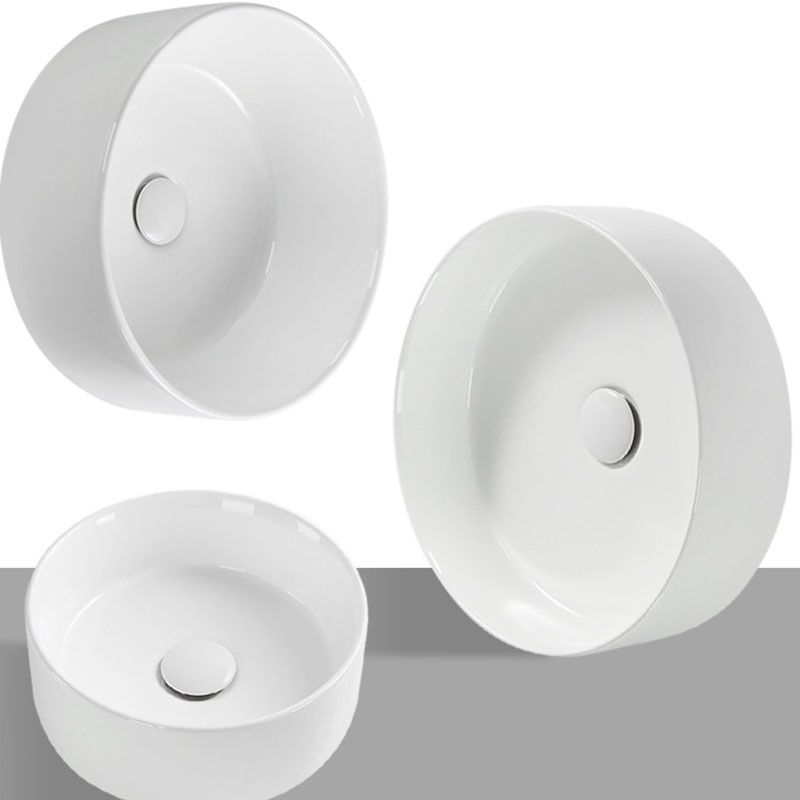 Modern Round Bathroom Sink Pop-Up Drain Vessel Bathroom Sink in white Clearhalo 'Bathroom Remodel & Bathroom Fixtures' 'Bathroom Sinks & Faucet Components' 'Bathroom Sinks' 'bathroom_sink' 'Home Improvement' 'home_improvement' 'home_improvement_bathroom_sink' 1200x1200_716e8e97-452c-4dc2-baa1-ef8c11f70911