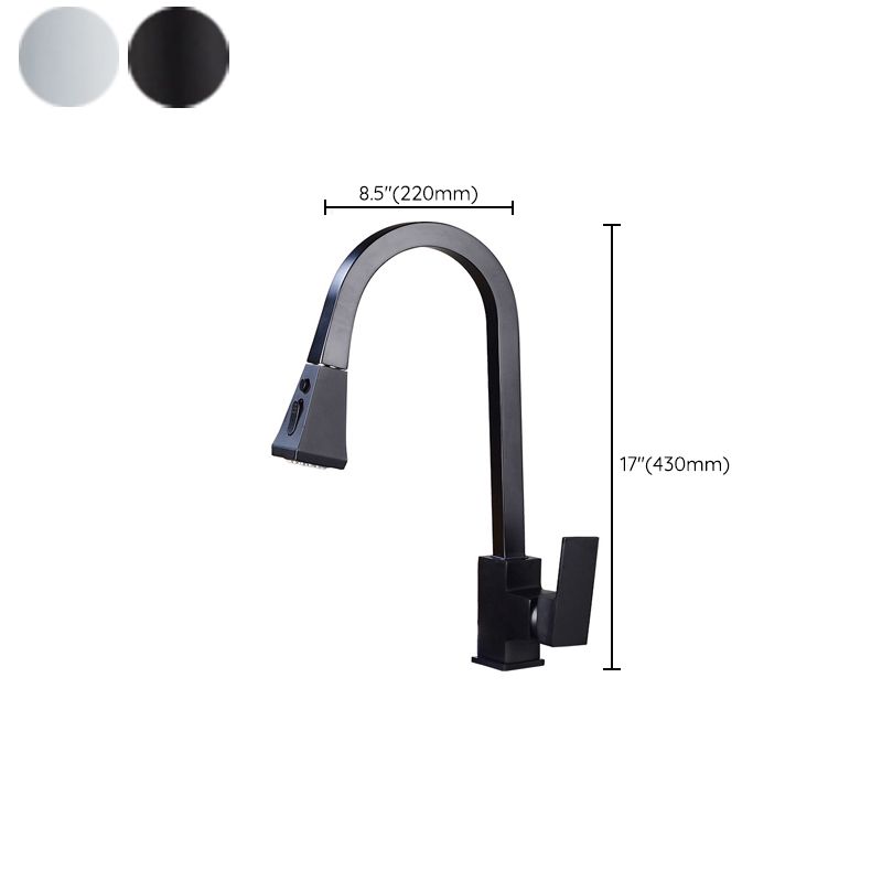 Contemporary Kitchen Sink Faucet Copper Swivel Spout with Pull out Faucet Clearhalo 'Home Improvement' 'home_improvement' 'home_improvement_kitchen_faucets' 'Kitchen Faucets' 'Kitchen Remodel & Kitchen Fixtures' 'Kitchen Sinks & Faucet Components' 'kitchen_faucets' 1200x1200_718bc0be-4ee9-4b6c-9e7a-fdeb340f7255