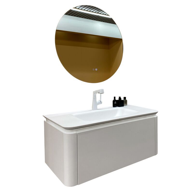 Wood Frame Vanity Rectangular Single Sink Mirror Wall-Mounted White Bathroom Vanity Clearhalo 'Bathroom Remodel & Bathroom Fixtures' 'Bathroom Vanities' 'bathroom_vanities' 'Home Improvement' 'home_improvement' 'home_improvement_bathroom_vanities' 1200x1200_718f1fbf-e0fd-4ddb-8afa-b5c14a783203