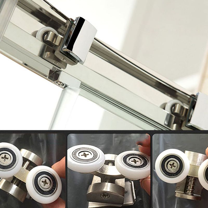 Stainless Steel Frame Shower Enclosure with Double Door Handles Clearhalo 'Bathroom Remodel & Bathroom Fixtures' 'Home Improvement' 'home_improvement' 'home_improvement_shower_stalls_enclosures' 'Shower Stalls & Enclosures' 'shower_stalls_enclosures' 'Showers & Bathtubs' 1200x1200_7193570d-bfcd-47f3-81ab-2a6c15c2ce96