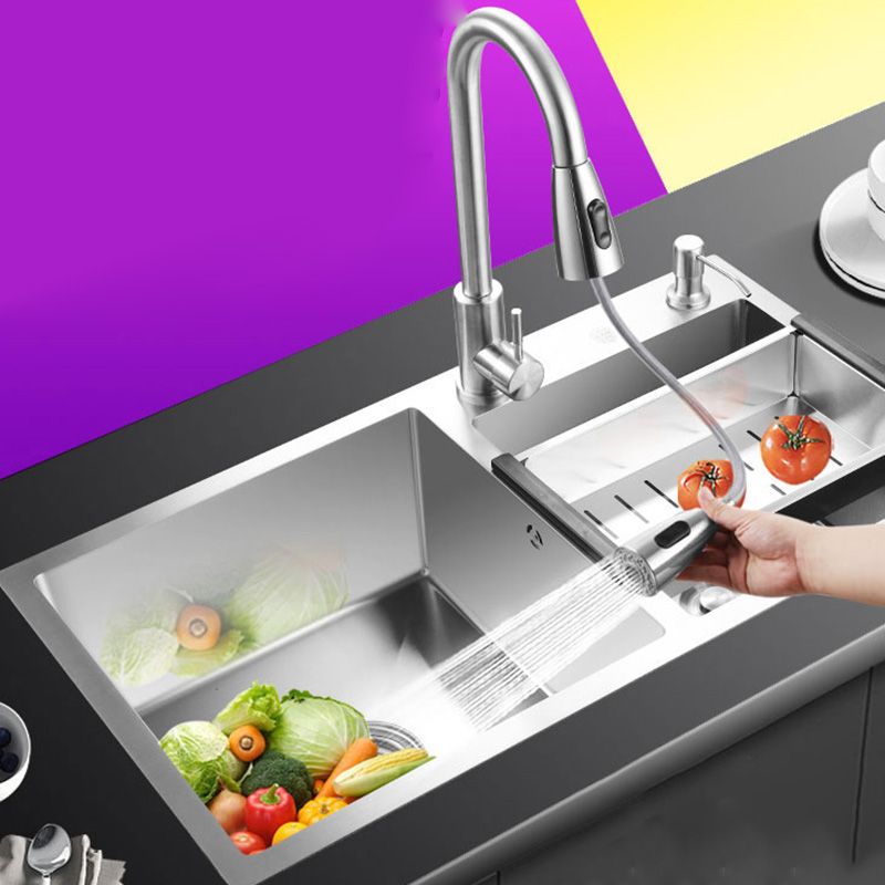Rectangle Stainless Steel Kitchen Sink with Drain Assembly Contemporary Sink Clearhalo 'Home Improvement' 'home_improvement' 'home_improvement_kitchen_sinks' 'Kitchen Remodel & Kitchen Fixtures' 'Kitchen Sinks & Faucet Components' 'Kitchen Sinks' 'kitchen_sinks' 1200x1200_71ae6392-769d-41d7-8a10-19d1e914de47