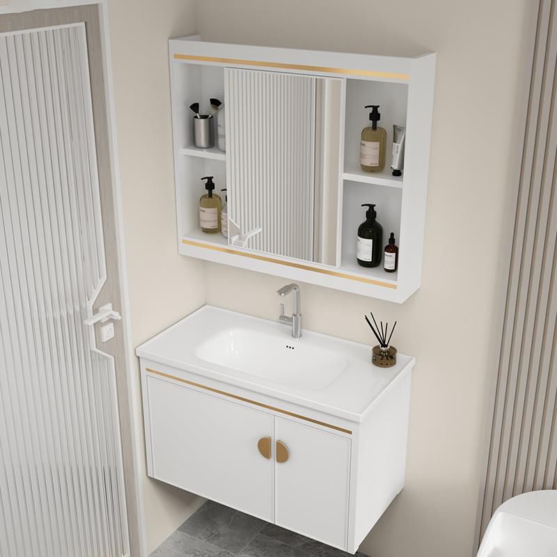 Gorgeous Sink Cabinet Free-standing Standard Space Saver Vanity with Mirror Clearhalo 'Bathroom Remodel & Bathroom Fixtures' 'Bathroom Vanities' 'bathroom_vanities' 'Home Improvement' 'home_improvement' 'home_improvement_bathroom_vanities' 1200x1200_71b110c5-c69f-4390-bce5-0cea870015d2