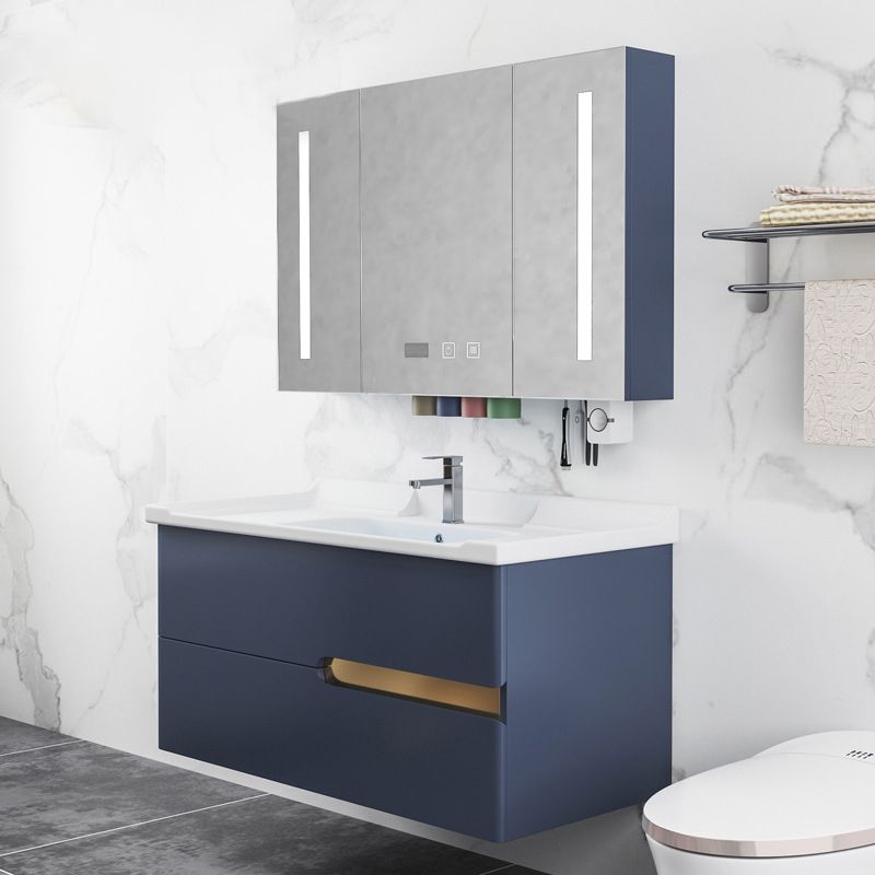 Gorgeous Wooden Sink Vanity Blue Wall Mount Vanity Cabinet with Mirror Cabinet Clearhalo 'Bathroom Remodel & Bathroom Fixtures' 'Bathroom Vanities' 'bathroom_vanities' 'Home Improvement' 'home_improvement' 'home_improvement_bathroom_vanities' 1200x1200_71b50826-d44c-4583-8670-0906d0af7ed4