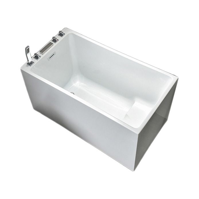Modern Rectangular Acrylic Bathtub Freestanding Soaking White Bath Clearhalo 'Bathroom Remodel & Bathroom Fixtures' 'Bathtubs' 'Home Improvement' 'home_improvement' 'home_improvement_bathtubs' 'Showers & Bathtubs' 1200x1200_71b6fdd7-8a44-42e9-9499-7d11317669ee
