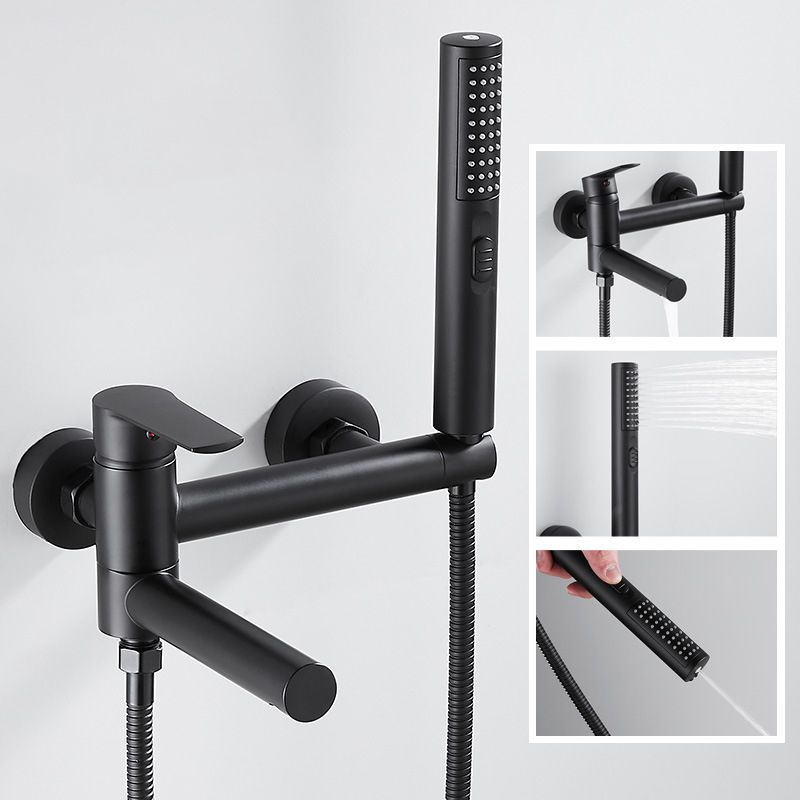 Wall Mounted Metal Tub Filler Single Handle Swivel Tub Faucet Trim Clearhalo 'Bathroom Remodel & Bathroom Fixtures' 'Bathtub Faucets' 'bathtub_faucets' 'Home Improvement' 'home_improvement' 'home_improvement_bathtub_faucets' 1200x1200_71e72fd4-121e-4e57-bef6-6f1c5550e598