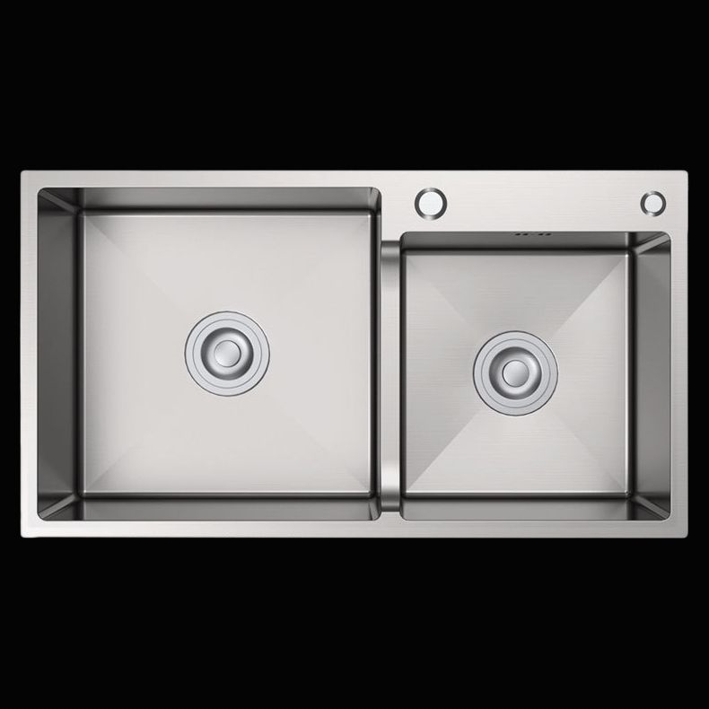 Stainless Steel 2 Holes Sink Contemporary Kitchen Sink with Basket Strainer Clearhalo 'Home Improvement' 'home_improvement' 'home_improvement_kitchen_sinks' 'Kitchen Remodel & Kitchen Fixtures' 'Kitchen Sinks & Faucet Components' 'Kitchen Sinks' 'kitchen_sinks' 1200x1200_7203fe9a-f37b-4037-8ff1-57c20b6b5188