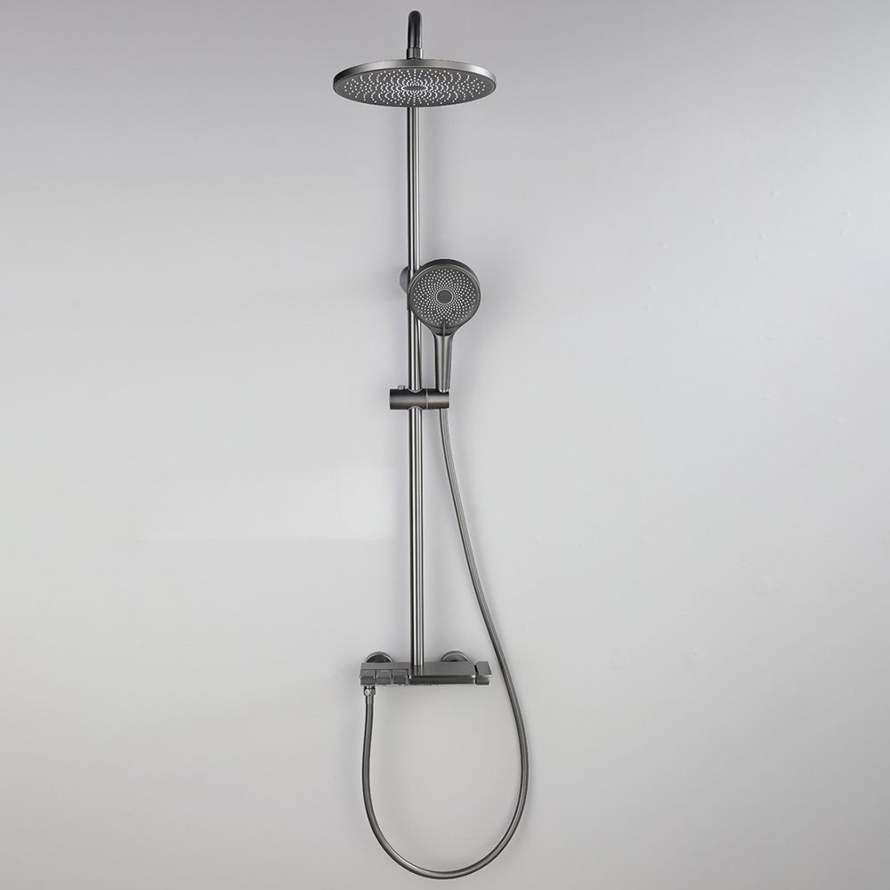 Modern Shower Trim Brass Slide Bar Included Wall Mounted Shower Head Combo Clearhalo 'Bathroom Remodel & Bathroom Fixtures' 'Home Improvement' 'home_improvement' 'home_improvement_shower_faucets' 'Shower Faucets & Systems' 'shower_faucets' 'Showers & Bathtubs Plumbing' 'Showers & Bathtubs' 1200x1200_720acec6-65a3-47d9-a3ea-ab4562b9f395